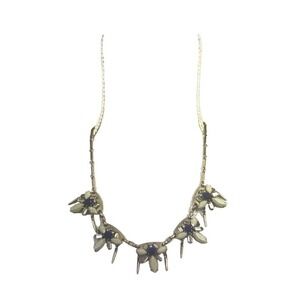 J. Crew cream/blue/rhinestone gold statement necklace, unique chain